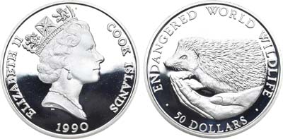 Лот №37,  Острова Кука. Британское Содружество. Королева Елизавета II. 50 долларов 1990 года. Серия 