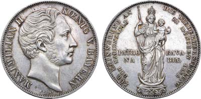 Лот №101,  Германия. Королевство Бавария. Король Максимилиан II. 2 гульдена 1855 года.