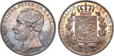 Лот №113,  Германия. Великое герцогство Ольденбург. Великий герцог Николай Фридрих Петер II. Союзный талер 1858 года.