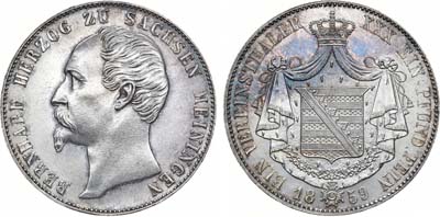 Лот №125,  Германия. Герцогство Саксен-Майнинген. Герцог Бернхард II. Союзный талер 1859 года.