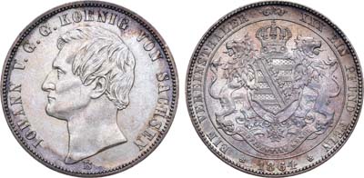 Лот №165,  Германия. Королевство Саксония. Альбертинская линия. Король Йоханн V. Союзный талер 1864 года. 