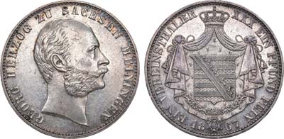 Лот №187,  Германия. Герцогство Саксен-Майнинген. Герцог Георг II. Союзный талер 1867 года.