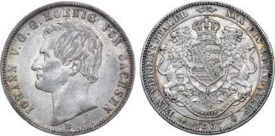 Лот №192,  Германия. Королевство Саксония. Альбертинская линия. Король Йоханн V. Союзный талер 1867 года. 