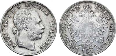 Лот №25,  Австро-Венгерская империя. Император Франц Иосиф I. 1 флорин 1889 года.