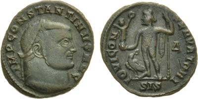 Лот №4,  Римская Империя. Император Константин I Великий. Фоллис 313-316 гг.