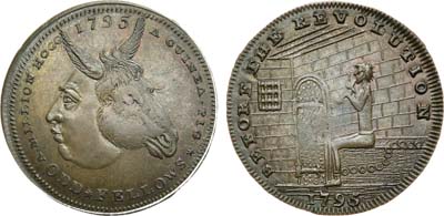 Лот №85,  Великобритания. Король Георг III. Сатирический токен. 1/2 пенни 1795 года.