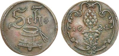 Лот №137,  Священная Римская империя. Свободный Имперский город Аугсбург. Городской жетон (шеффельмарка) 1624 года.