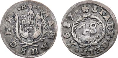Лот №152,  Священная Римская империя. Вольный Ганзейский город Гамбург. 1/48 талера 1687 года (IHL).