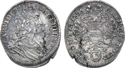 Лот №165,  Священная Римская империя. Император Карл VI. 3 крейцера 1725 года.