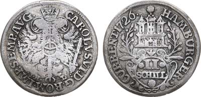 Лот №167,  Священная Римская империя. Вольный Ганзейский город Гамбург. 2 шиллинга 1726 года (IHL).