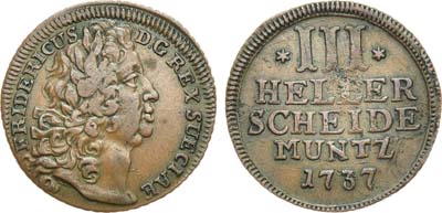 Лот №177,  Священная Римская империя. Ландграфство Гессен-Кассель. Ландграф Фридрих I. 3 геллера 1737 года.