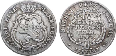 Лот №206,  Священная Римская империя. Княжество Гессен-Кассель. Ландграф Фридрих II. 1/4 талера 1767 года (FU).