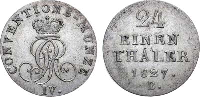 Лот №38,  Германия. Королевство Брауншвейг-Каленберг-Ганновер. Король Георг IV. 1/24 талера 1827 года.
