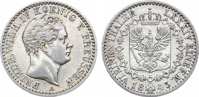 Лот №43,  Германия. Королевство Пруссия. Король Фридрих Вильгельм IV. 1/6 талера 1843 года.