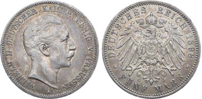 Лот №87,  Германская империя. Королевство Пруссия. Король Вильгельм II. 5 марок 1898 года.