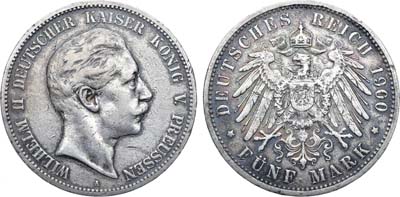 Лот №88,  Германская империя. Королевство Пруссия. Король Вильгельм II. 5 марок 1900 года.