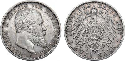 Лот №98,  Германская империя. Королевство Вюртемберг. Король Вильгельм II. 2 марки 1906 года.