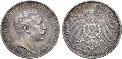 Лот №99,  Германская империя. Королевство Пруссия. Король Вильгельм II. 2 марки 1907 года.