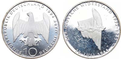Лот №107,  ФРГ. Федеративная Республика Германии. 10 марок 1994 года.