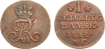 Лот №118,  Дания. Королевство. Король Фредерик VI. 1 скиллинг 1812 года.