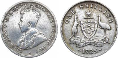 Лот №11,  Австралия. Британская колония. Король Георг V. 1 шиллинг 1925 года.