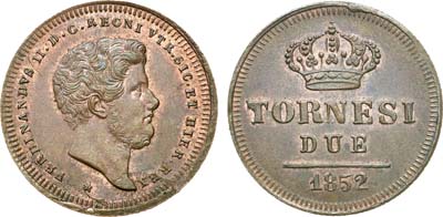Лот №137,  Италия. Королевство двух Сицилий. Король Фердинанд II. 2 торнези 1852 года.