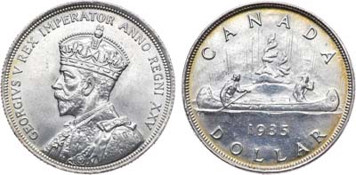 Лот №141,  Канада. Британская колония. Король Георг V. 1 доллар 1935 года.