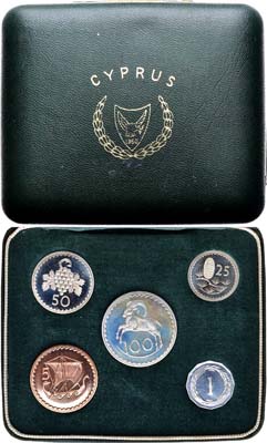 Лот №144,  Кипр. Годовой набор монет 1963 года (1, 5, 25, 50, 100 милей).