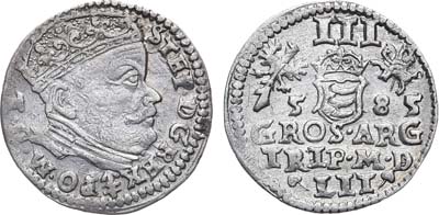 Лот №187,  Речь Посполитая. Король Стефан Баторий. 3 гроша 1583 года.