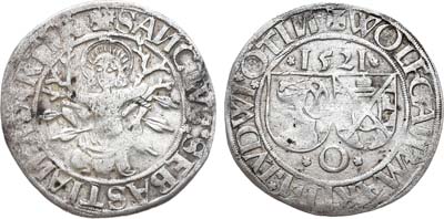 Лот №203,  Священная Римская Империя. Графство Эттинген. Графы Вольфганг I, Мартин, Людвиг XIV. 1 батцен 1521 года.