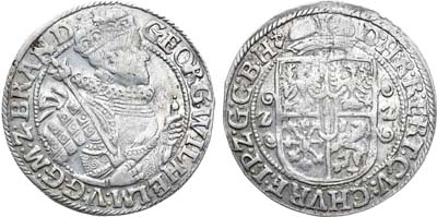 Лот №206,  Священная Римская Империя. Княжество Бранденбург-Пруссия. Курфюрст Бранденбургский и герцог Прусский Георг-Вильгельм. Орт (1/4 талера) 1622 года.