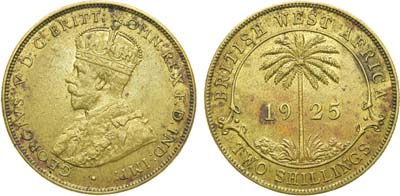 Лот №45,  Британская Западная Африка. Колония. Король Георг V. 2 шиллинга 1925 года.
