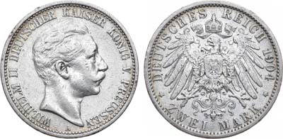 Лот №70,  Германская Империя. Королевство Пруссия. Король Вильгельм II. 2 марки 1904 года.