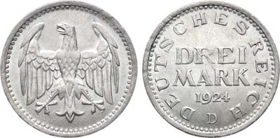 Лот №80,  Германия. Веймарская республика. 3 марки 1924 года.