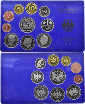 Лот №99,  ФРГ. Федеративная Республика Германия. Годовой набор монет 1982 года.