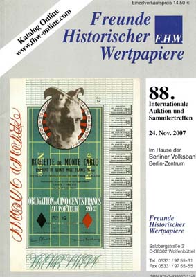 Лот №504,  FHW Freunde Historischer Wertpapiere. Каталог аукциона. 88-й международный аукцион и встреча коллекционеров.