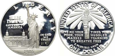 Лот №109,  США. 1 доллар 1986 года. 100 лет Статуе Свободы.