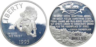 Лот №118,  США. 1 доллар 1995 года. 100 лет Гражданской войне.
