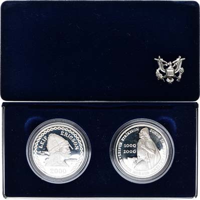 Лот №122,  США. Набор из 2 монет США и Исландии 2000 года. Викинги.