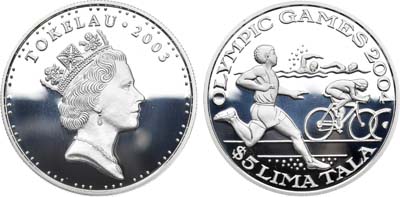 Лот №133,  Токелау. Британское содружество. Королева Елизавета II. 5 тала 2003 года. Летние Олимпийские игры, Афины 2004 года.