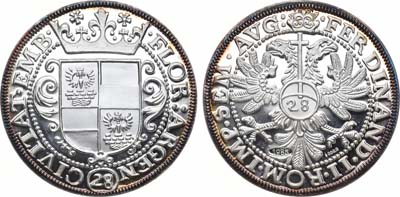 Лот №36,  ФРГ. Медаль 1985 года. Эмден 28 штюберов 1619-1637 гг, с титулом императора Фердинанда II. Рестрайк.