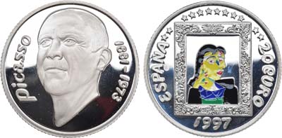 Лот №45,  Испания. Евросоюз. Король Хуан Карлос I. 20 евро 1997 года. Пабло Пикассо .