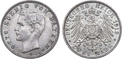Лот №107,  Германская Империя. Королевство Бавария. Король Отто I. 2 марки 1912 года.