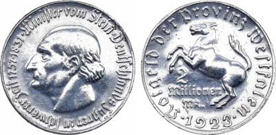 Лот №117,  Германия. Веймарская республика. Вестфалия. Нотгельд. 2 миллиона (2000000) марок 1923 года.