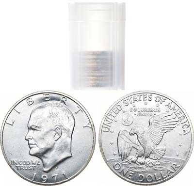 Лот №186,  США. Сборный лот из 10 монет по 1 доллару 1971 года. Эйзехауэр.