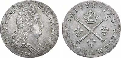 Лот №201,  Королевство Франция. Король Людовик XIV. 10 солей 1703 года. A.
