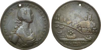 Лот №47,  Великобритания. Медаль 1858 года. Адмирал Боскавен. В память взятия Луисбурга 26 июля 1758 года.