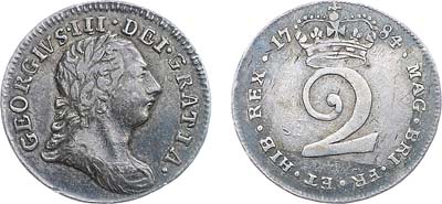 Лот №49,  Великобритания. Король Георг III. 2 пенса 1784 года (Maundy money).