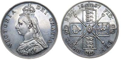 Лот №55,  Великобритания. Королева Виктория. 2 флорина 1887 года.