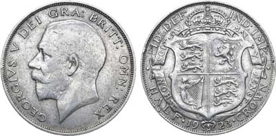 Лот №59,  Великобритания. Король Георг V. 1/2 кроны 1923 года.